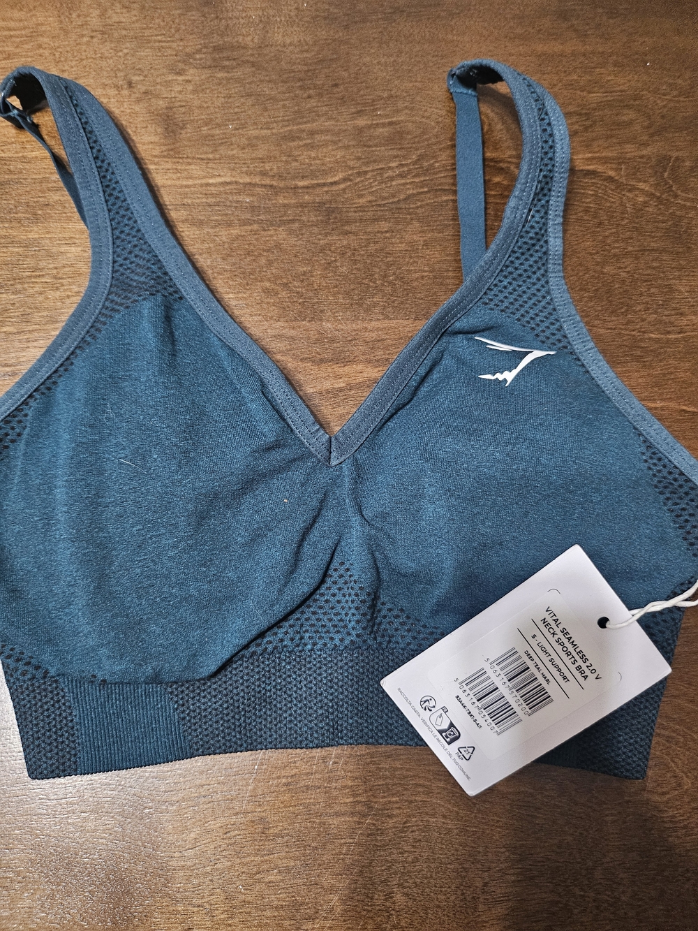 Gymshark Womens Teal Seamless Low-Impact Sports Bra Size Small